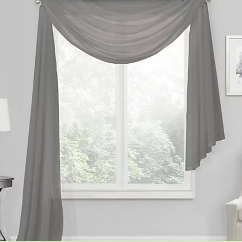 Voile Sheer Window Scarf Charcoal216" W x 59" L